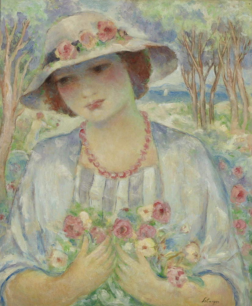 Henri Lebasque Young Woman in the Hat with Flowers oil painting reproduction