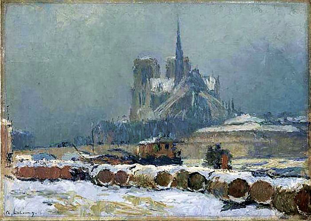 Albert Lebourg Notre Dame de Paris par Temps de Neige oil painting reproduction