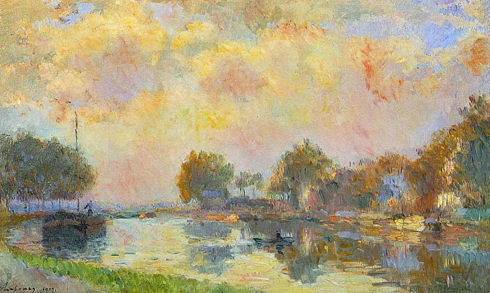 Albert Lebourg The Banks of the Canal at Charenton, Sunny Autumn Afternoon oil painting reproduction