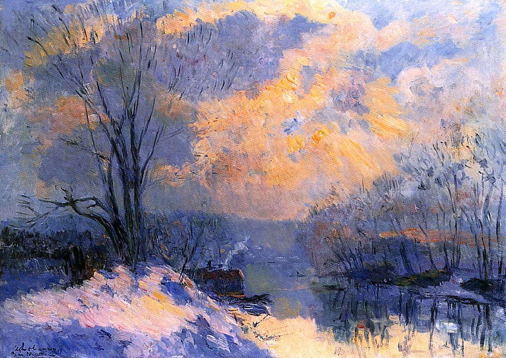 Albert Lebourg The Small Branch of the Seine at Bas Meudon Snow and Wiinter Sun oil painting reproduction
