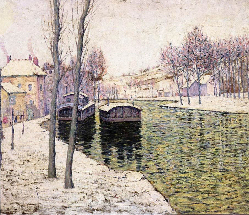 Ernest Lawson Barges on the Seine, 1894 oil painting reproduction