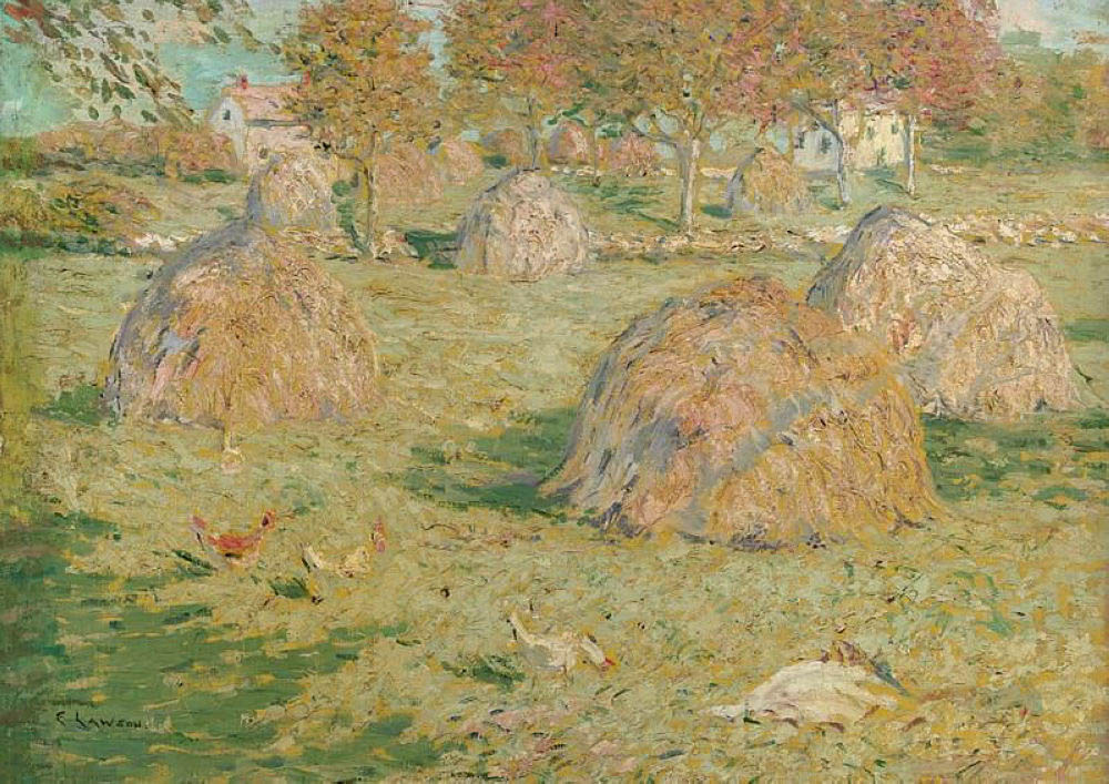 Ernest Lawson Haystacks on the Farm oil painting reproduction