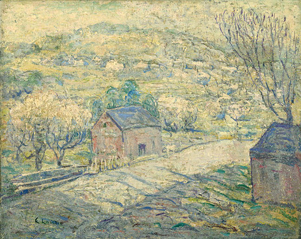 Ernest Lawson Red Barns in Spring, 1900 10 oil painting reproduction