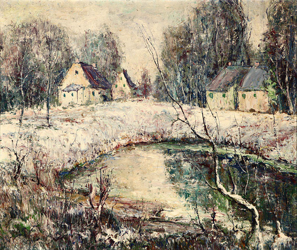 Ernest Lawson Snow Scene with Cottages oil painting reproduction