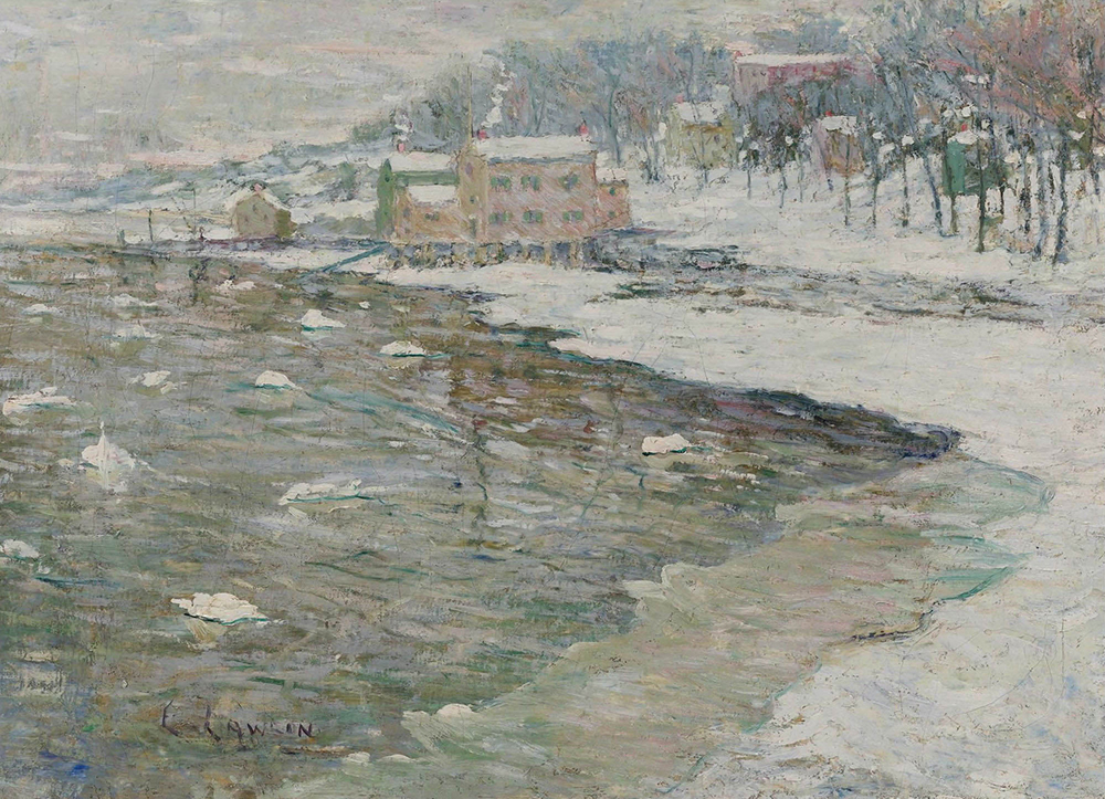 Ernest Lawson Winter Reflections, 1900 oil painting reproduction