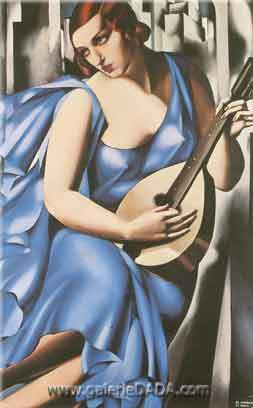 Tamara de Lempicka Lady in Blue with Guitar oil painting reproduction
