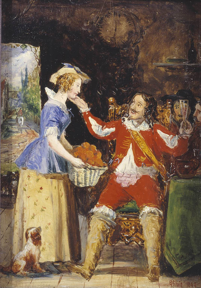 John Everett Millais A Maid Offering a Basket of Fruit to a Cavalier, 1849 oil painting reproduction
