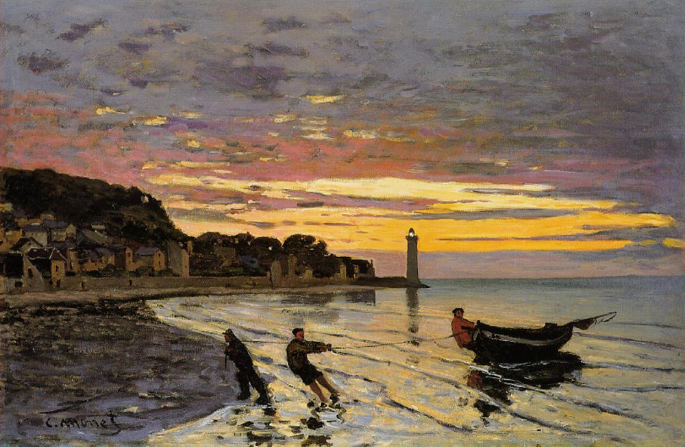 Claude Monet Hauling a Boat Ashore, Honfleur, 1864 oil painting reproduction