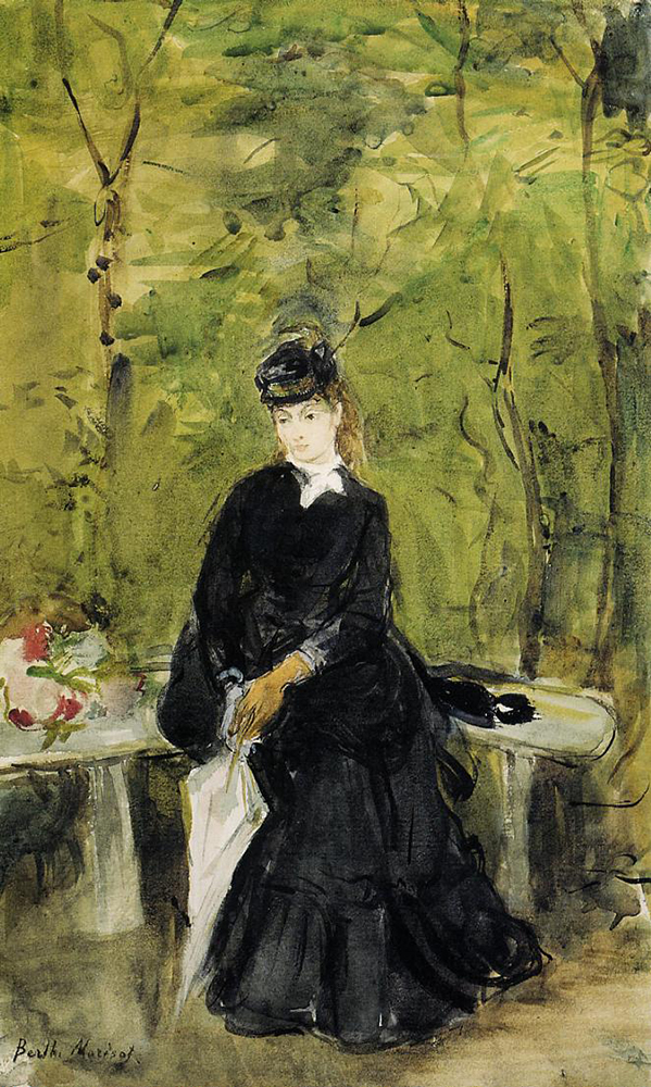 Berthe Morisot Young Lady Seated on a Bench - 1864  oil painting reproduction