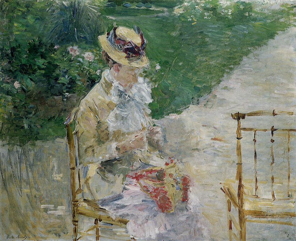 Berthe Morisot Young Woman Sewing in the Garden - 1883  oil painting reproduction