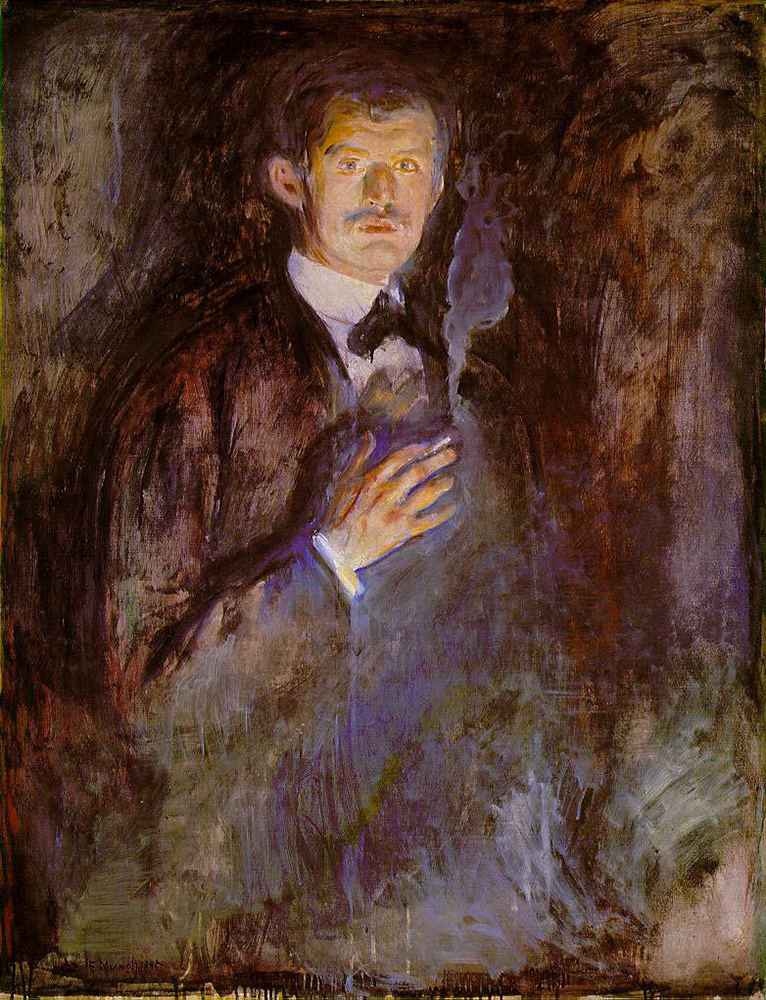 Edvard Munch Self-Portrait with Burning Cigarette  oil painting reproduction
