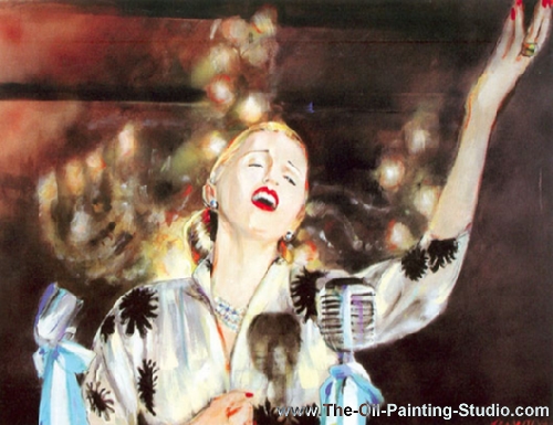 Pop and Rock Portraits - Pop - Madonna in Evita painting for sale Mado3