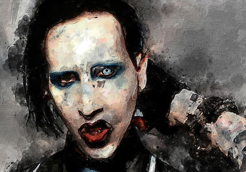 Pop and Rock Portraits - Rock - Marilyn Manson painting for sale Manson1