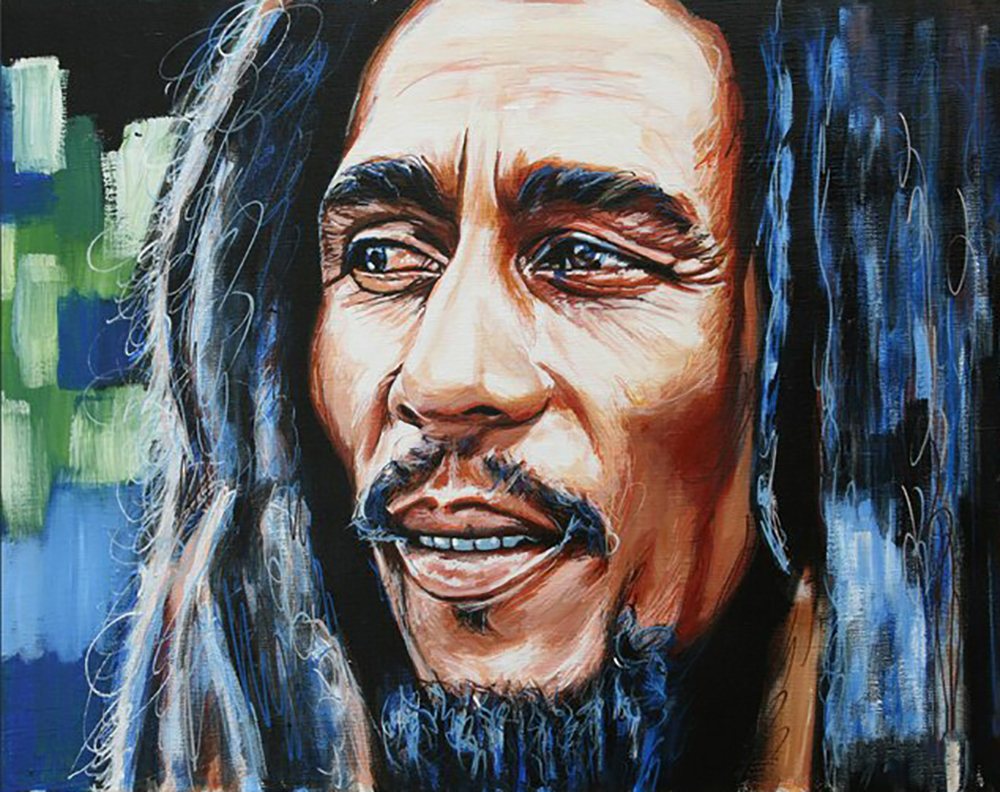 Pop and Rock Portraits - Pop - Bob Marley painting for sale Marley1