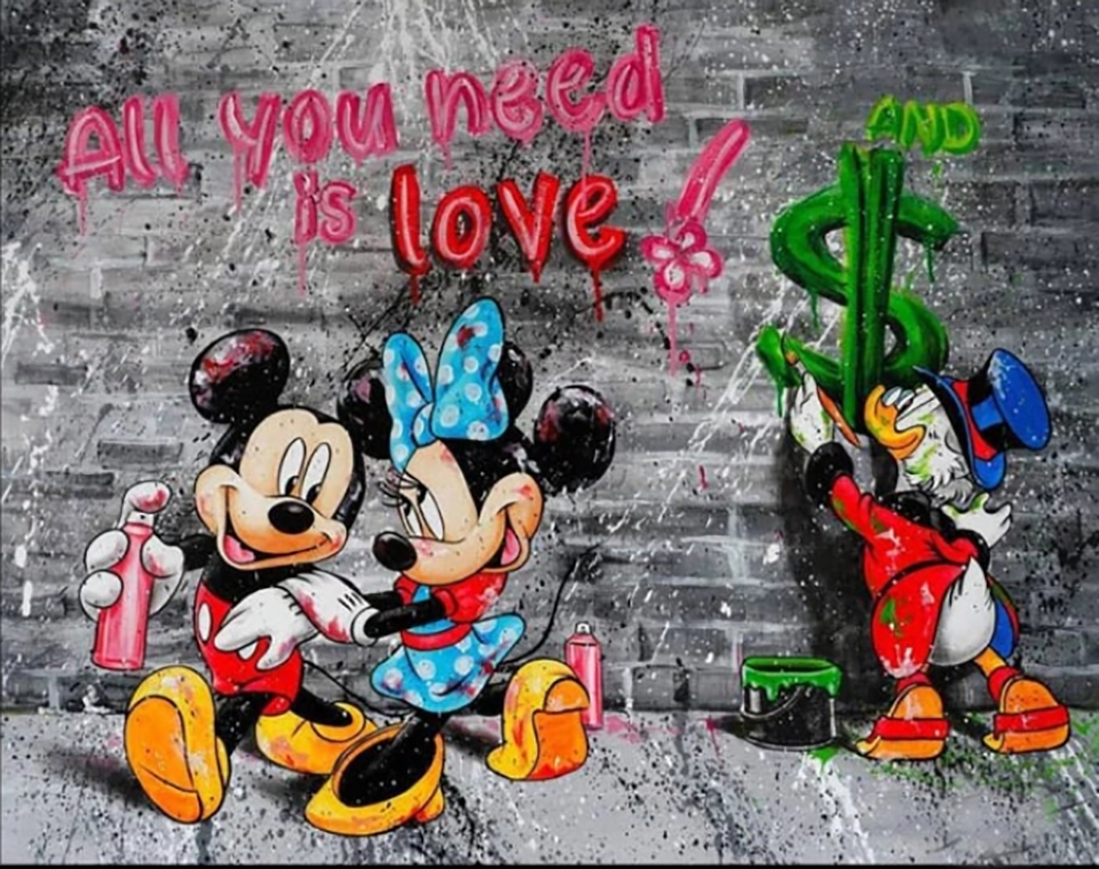Comic Book Heroes Art - Mickey Mouse - Mickey & Minnie Love painting for sale Mick07