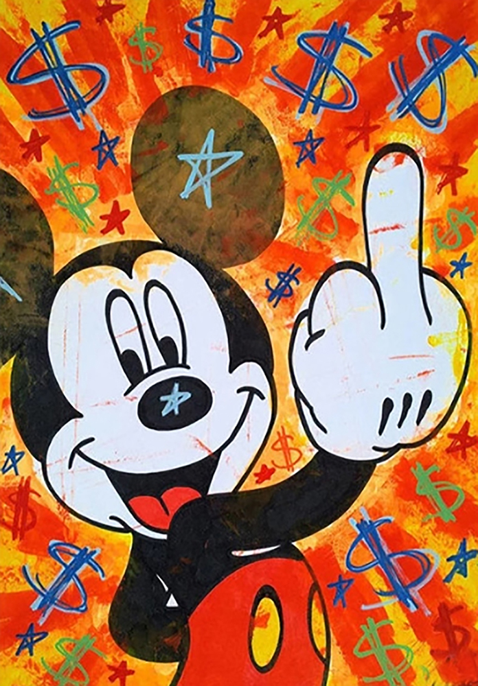 Comic Book Heroes Art - Mickey Mouse - Mickey Mouse Middle Finger painting for sale Mick19