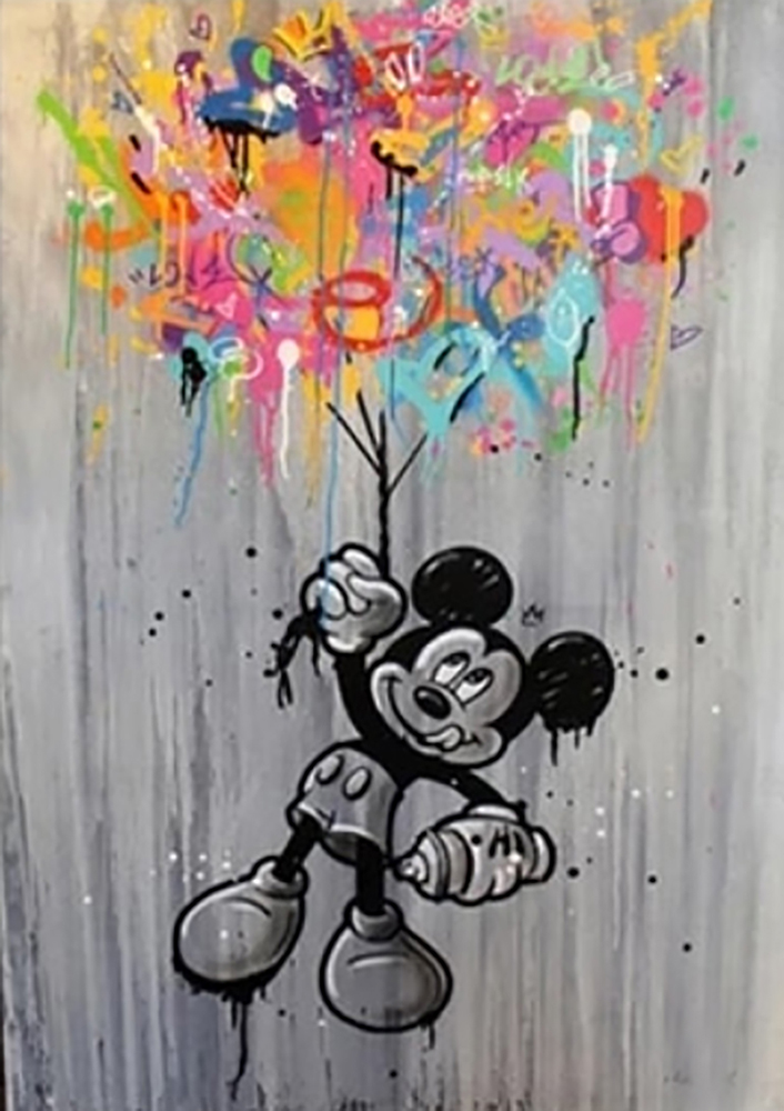 Comic Book Heroes Art - Mickey Mouse - Mickey Mouse Balloons painting for sale Mick26