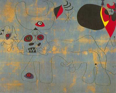 Joan Miro Women and Birds at Sunrise oil painting reproduction