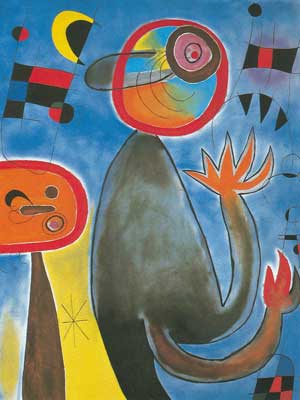 Joan Miro Ladders Cross the Blue Sky in a Wheel of Fire oil painting reproduction