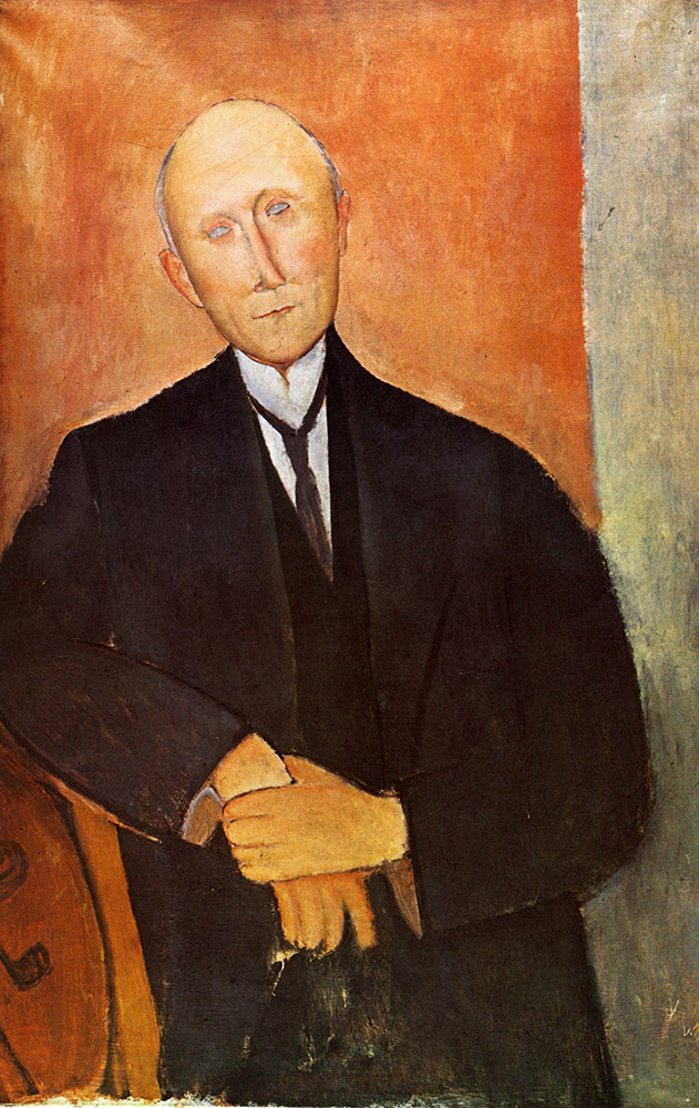 Amedeo Modigliani Homme assis sur fond orange oil painting reproduction