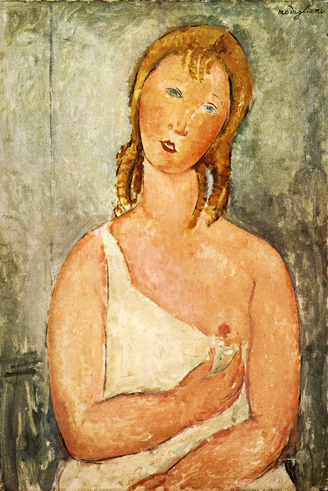 Amedeo Modigliani Jeune femme rousse en chemise, assise sur un divan oil painting reproduction