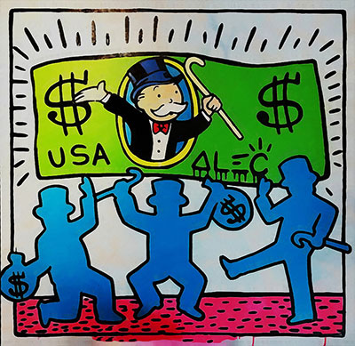 Alec Monopoly Haring oil painting reproduction