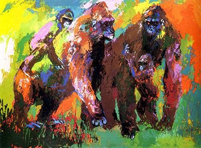 Leroy Neiman Gorilla Family oil painting reproduction
