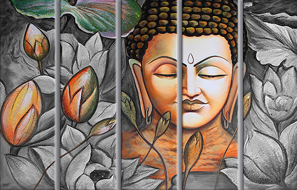 Group-Painting-Sets Buddha 5 Panel painting for sale PAB0004