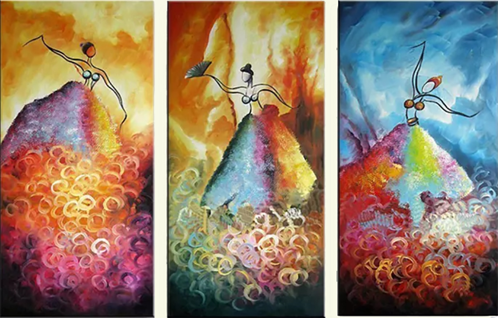 Group-Painting-Sets Dancing 3 Panel painting for sale PAD0007