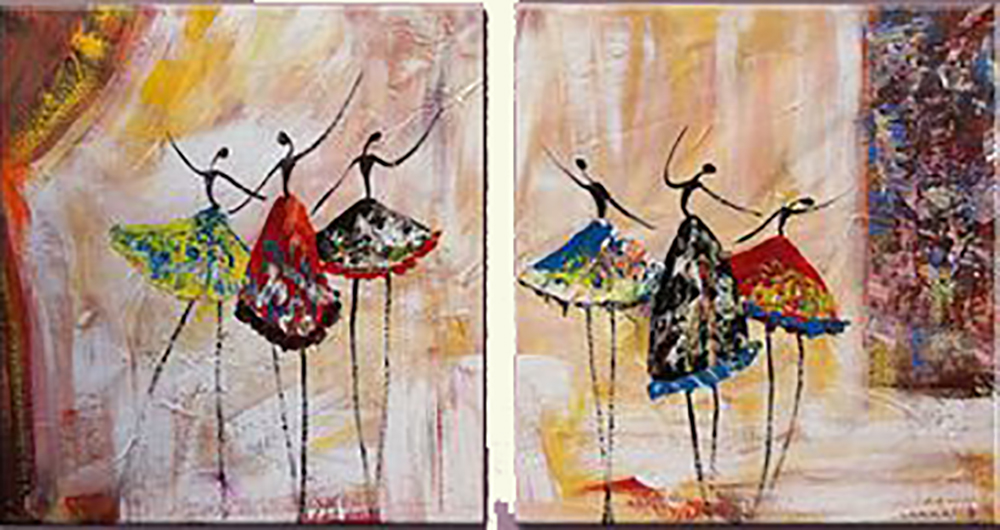 Group-Painting-Sets Dancing 2 Panel painting for sale PAD0009