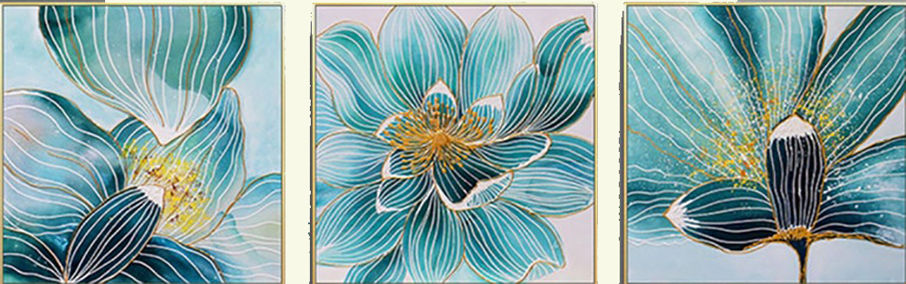 Group-Painting-Sets Flowers 3 Panel painting for sale PAF0007