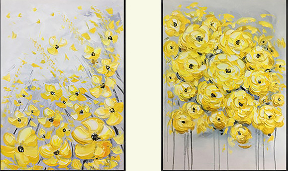 Group-Painting-Sets Flowers 2 Panel painting for sale PAF0009