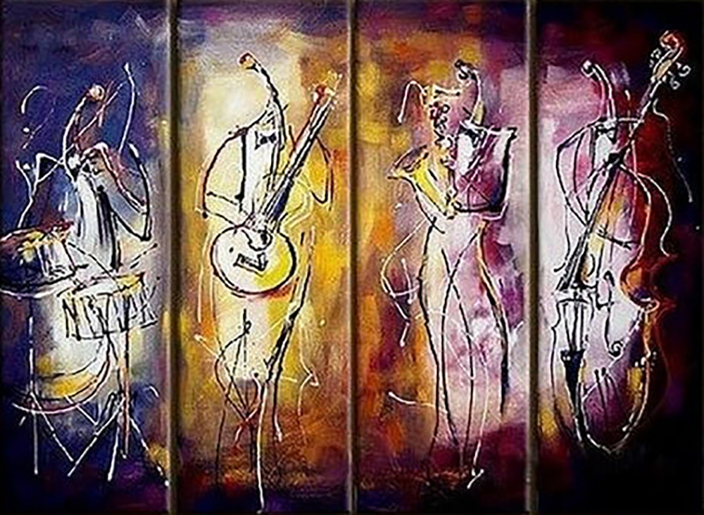Group-Painting-Sets Music 4 Panel painting for sale PAM0011