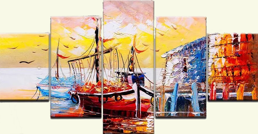 Group-Painting-Sets Seascape 5 Panel painting for sale PAS0002