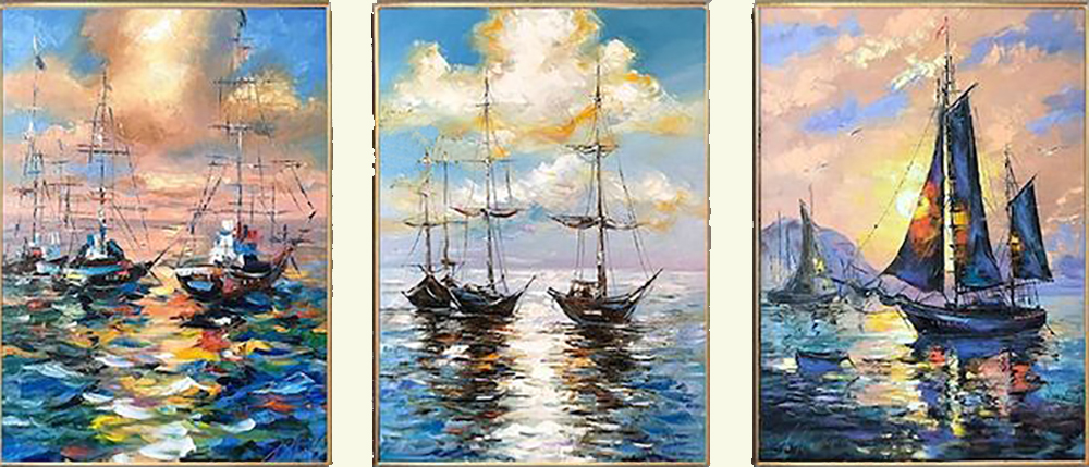 Group-Painting-Sets Seascape 3 Panel painting for sale PAS0003