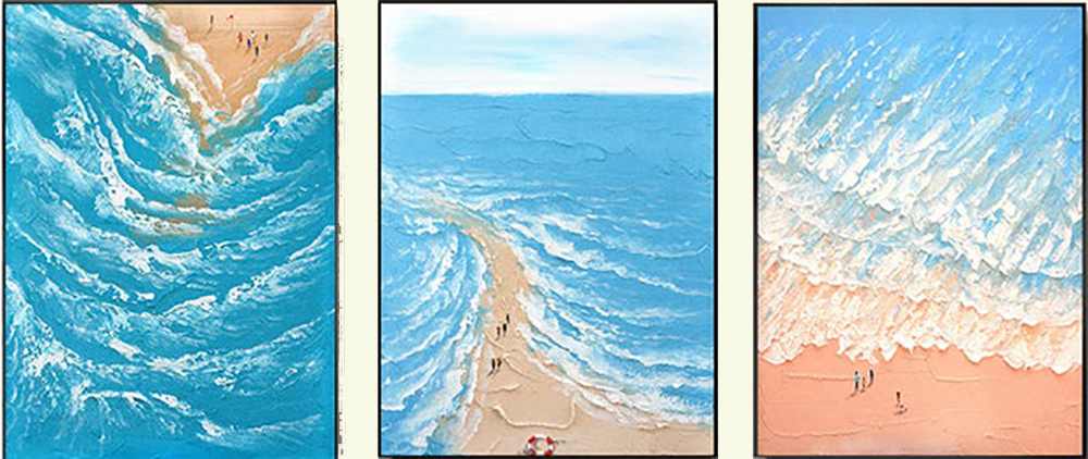 Group-Painting-Sets Seascape 3 Panel painting for sale PAS0008