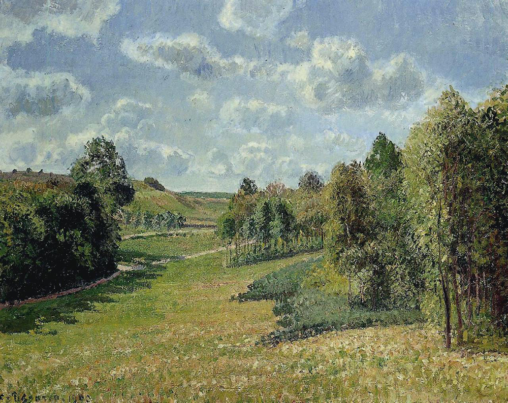 Camille Pissarro Berneval Meadows, Morning, 1800 oil painting reproduction