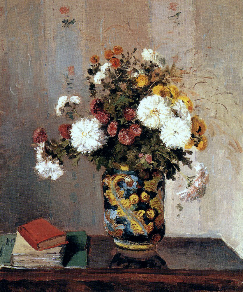 Camille Pissarro Chrysanthemums in a Chinese Vase oil painting reproduction