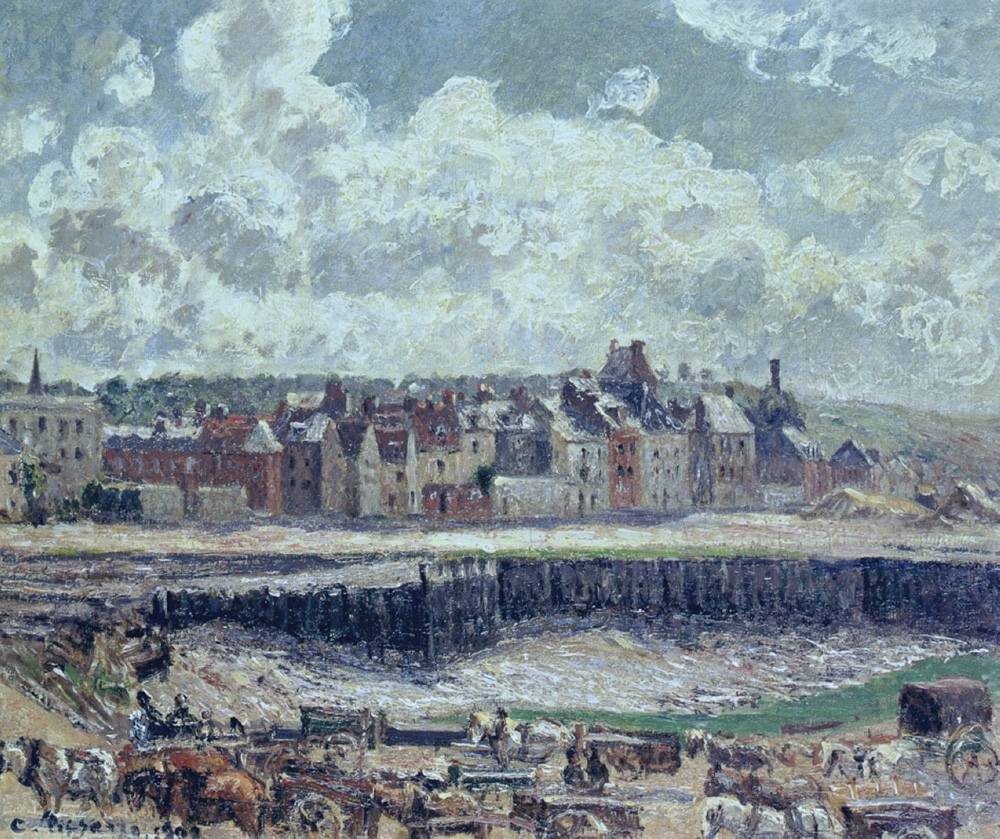 Camille Pissarro Dieppe, Dunquesne Basin, Sunlight Effect, Morning, Low Tide oil painting reproduction