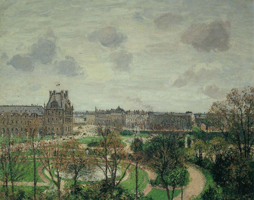 Camille Pissarro Garden of Louvre - Morning, Grey Weather, 1899 oil painting reproduction