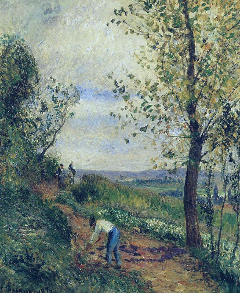 Camille Pissarro Landscape with a Man Digging, 1877 oil painting reproduction