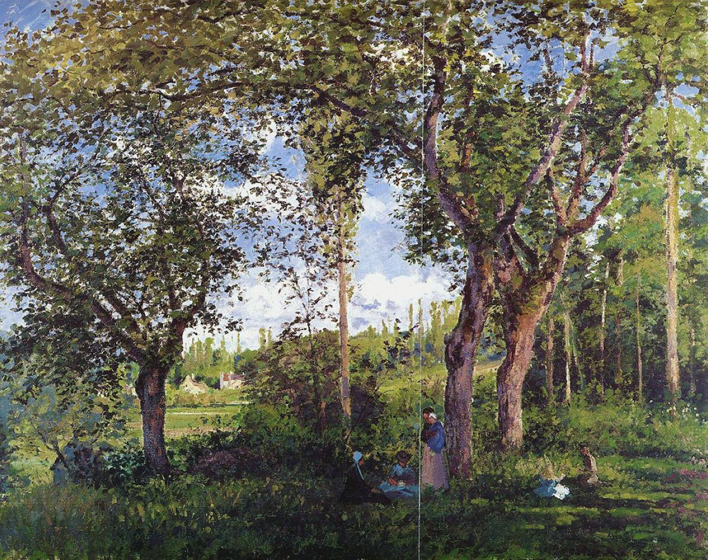 Camille Pissarro Landscape with Strollers Relaxing under the Trees, 1872 oil painting reproduction