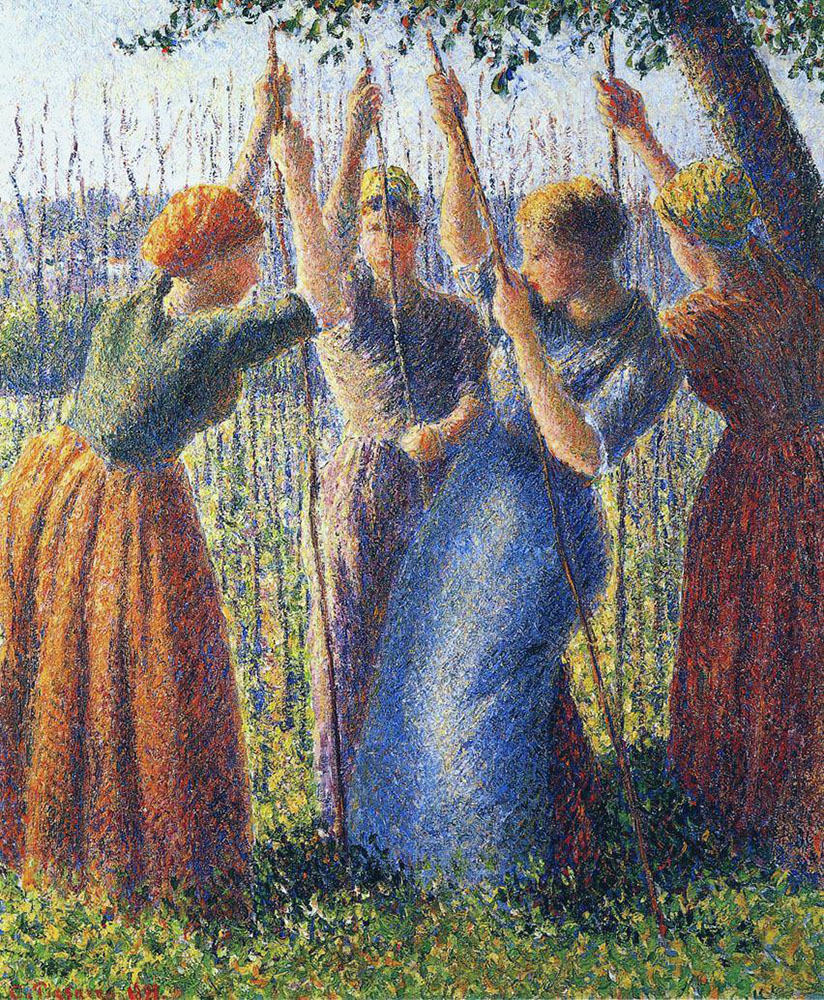 Camille Pissarro Peasant Women Planting Stakes, 1891 oil painting reproduction