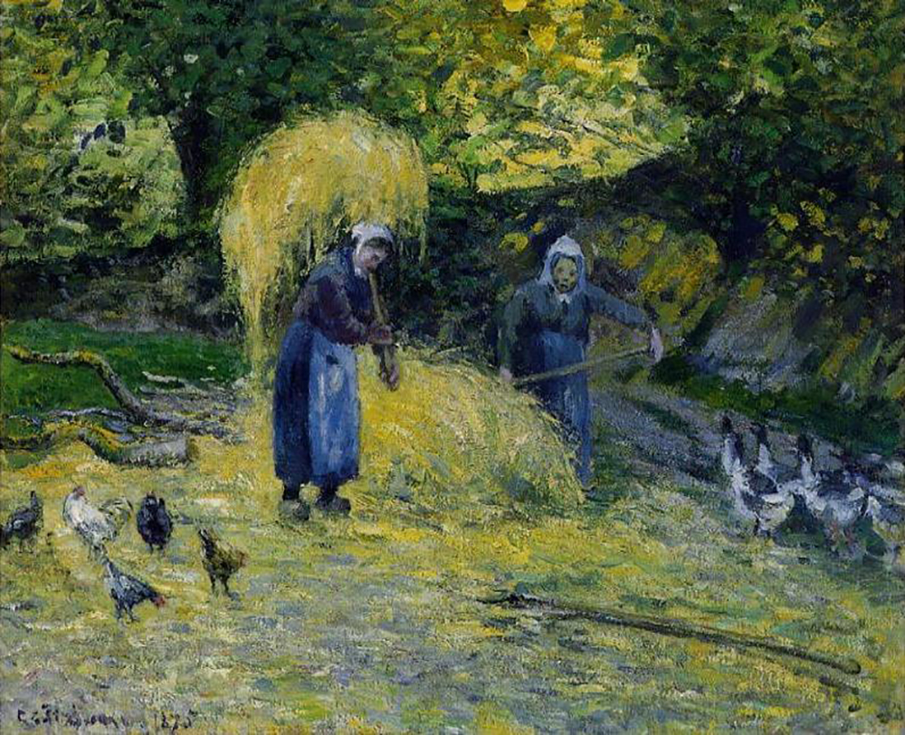 Camille Pissarro Peasants Carrying Straw, Montfoucault, 1875 oil painting reproduction