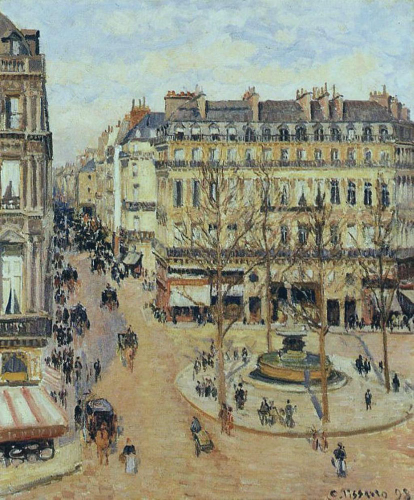 Camille Pissarro Rue Saint-Honore - Morning Sun Effect, Place du Theatre Francais, 1898 oil painting reproduction