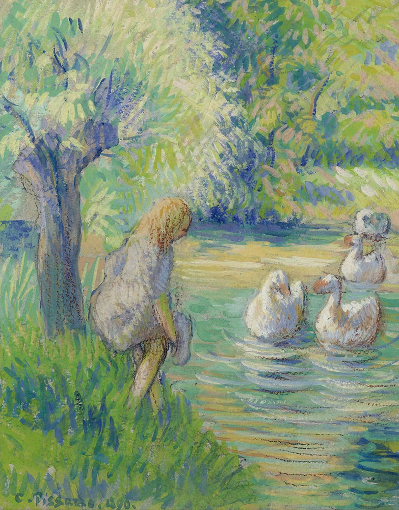 Camille Pissarro Shepherdess and the Geese, Eragny, 1890 oil painting reproduction