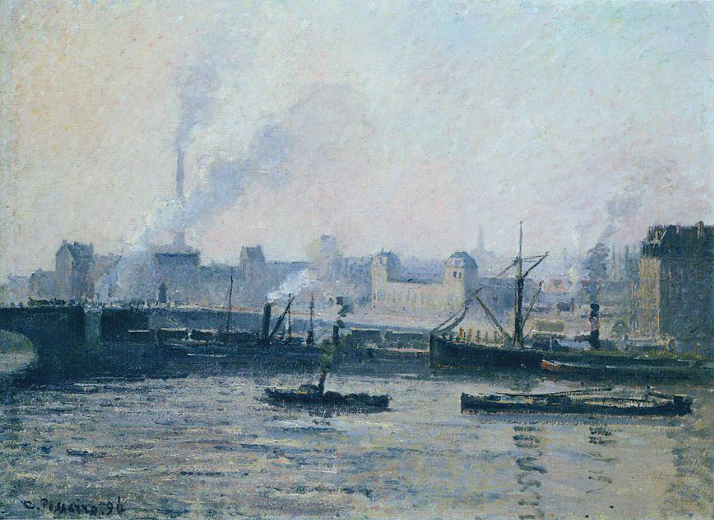 Camille Pissarro The Bridge of Boieldieu, Rouen - Fog, 1896 oil painting reproduction