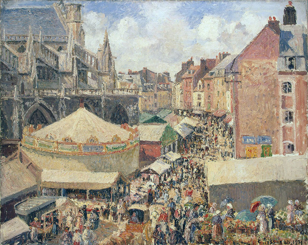 Camille Pissarro The Fair in Dieppe - Sunny Morning, 1901 oil painting reproduction