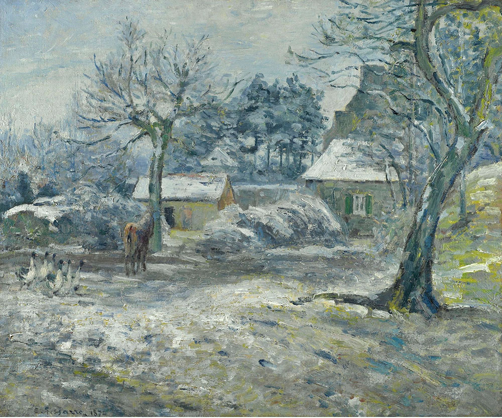 Camille Pissarro The Farm at Montfoucault, Snow, 1874 oil painting reproduction