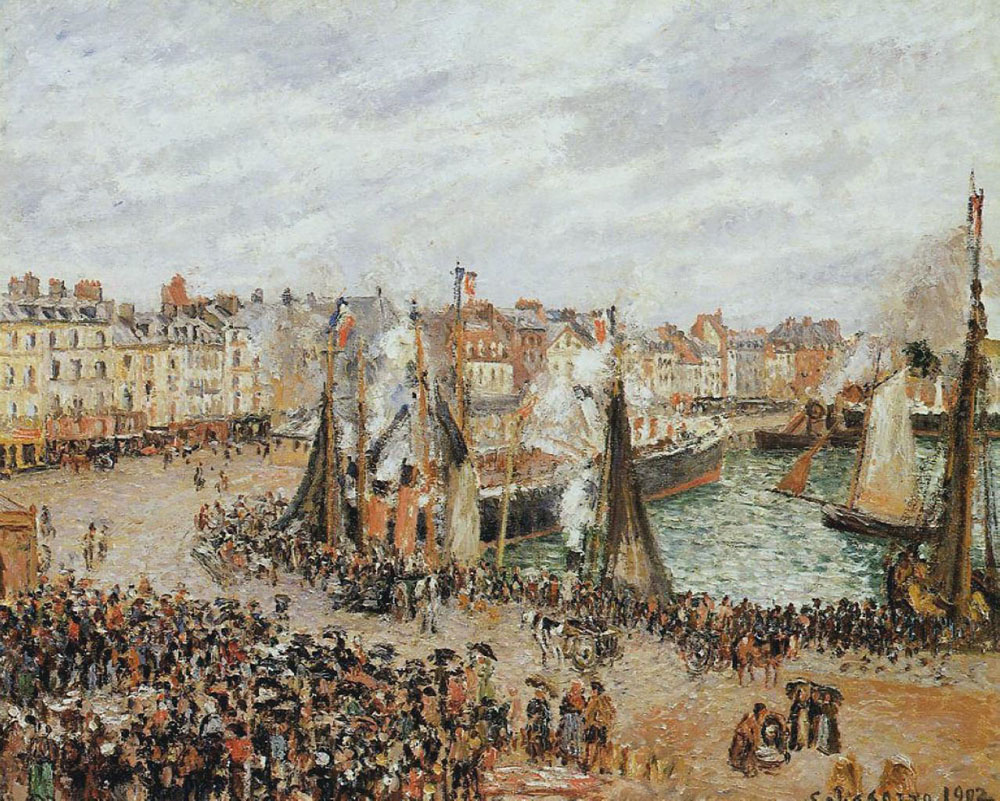 Camille Pissarro The Fishmarket, Dieppe - Grey Weather, Morning, 1902 oil painting reproduction